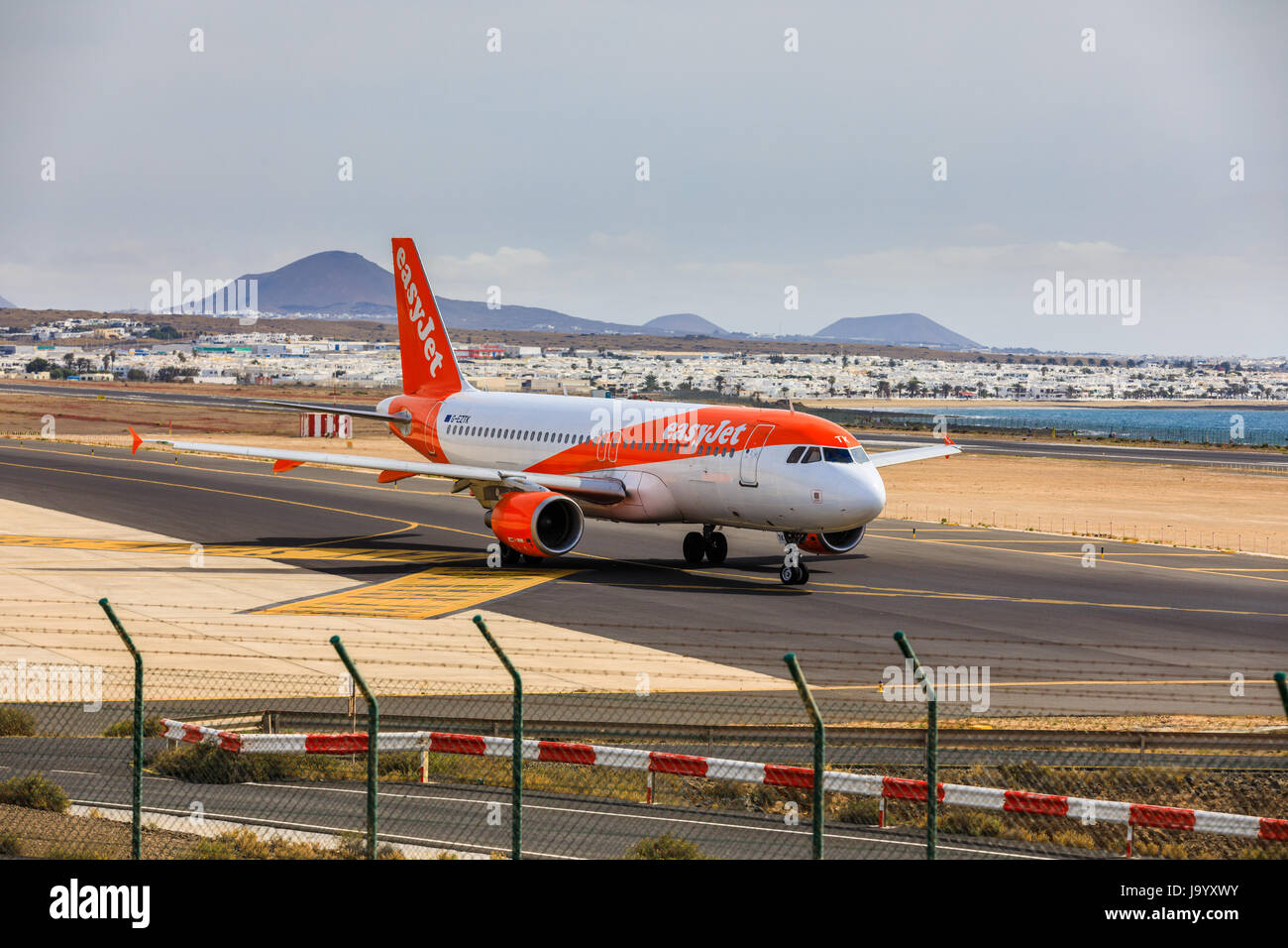 ARECIFE, SPAIN - APRIL, 15 2017: AirBus A320 - 200 of easyjet ready to take off at Lanzarote Airport Stock Photo