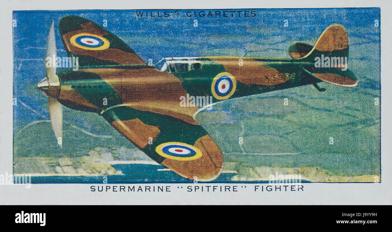 Supermarie Spitfire Fighter in Wills 1938 Speed A Series of cigarette cards  Stock Photo