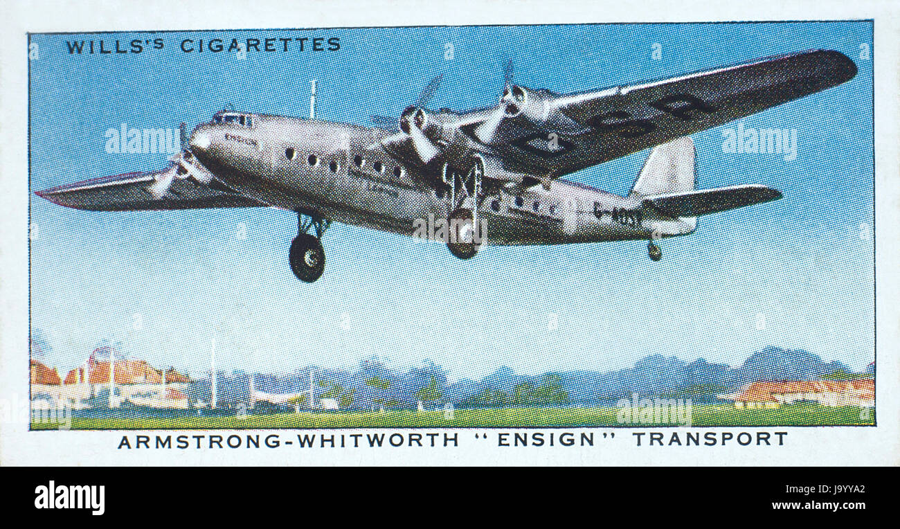 iArmstrong -Whitworth Empire Transport  in Wills 1938 Speed A Series of cigarette cards Stock Photo