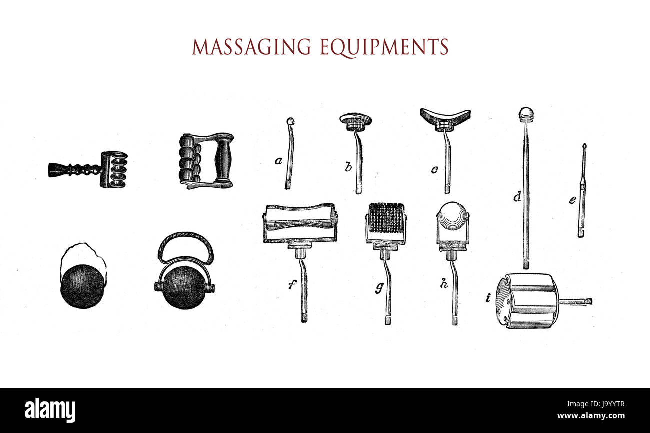 Massaging equipments,vintage illustration Stock Photo