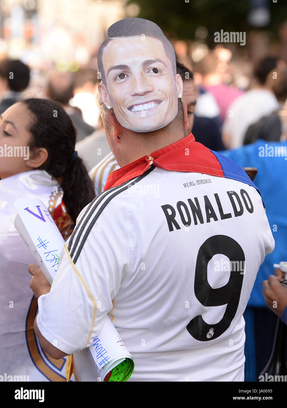 A fan with a Cristiano Ronaldo ahead of the UEFA Champions League Final at Stadium, Cardiff Stock Photo - Alamy
