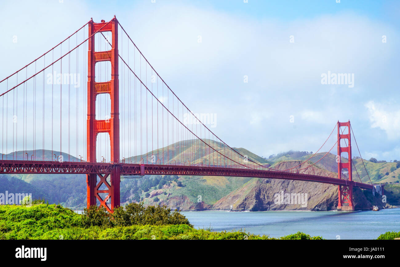 Golden Gate Bridge San Francisco - view from Battery East Park - SAN FRANCISCO - CALIFORNIA - APRIL 18, 2017 Stock Photo