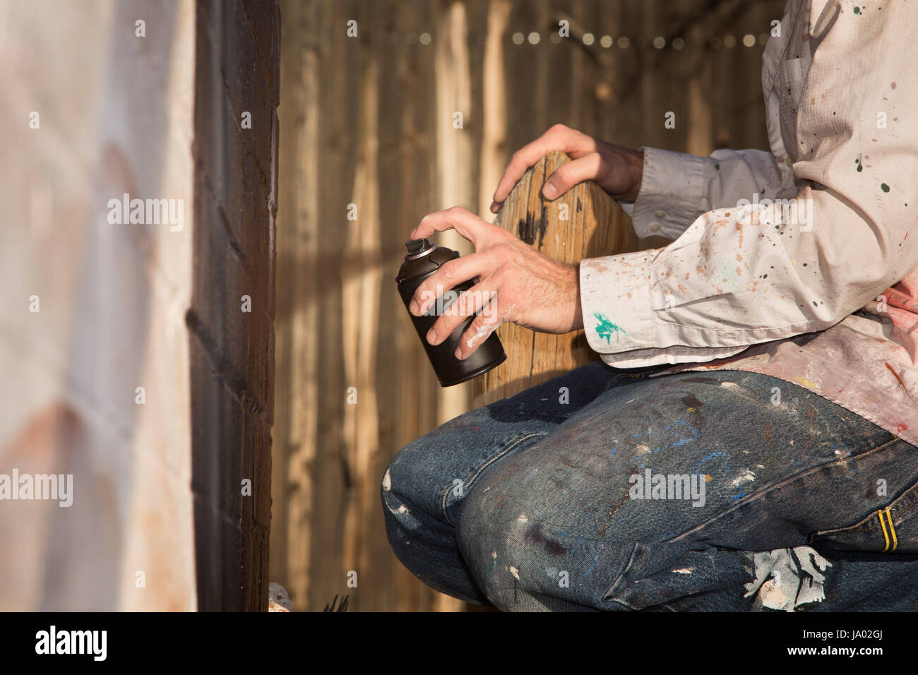 art, adult, adults, aerosol, artist, painter, alone, lonely, arms, building, Stock Photo