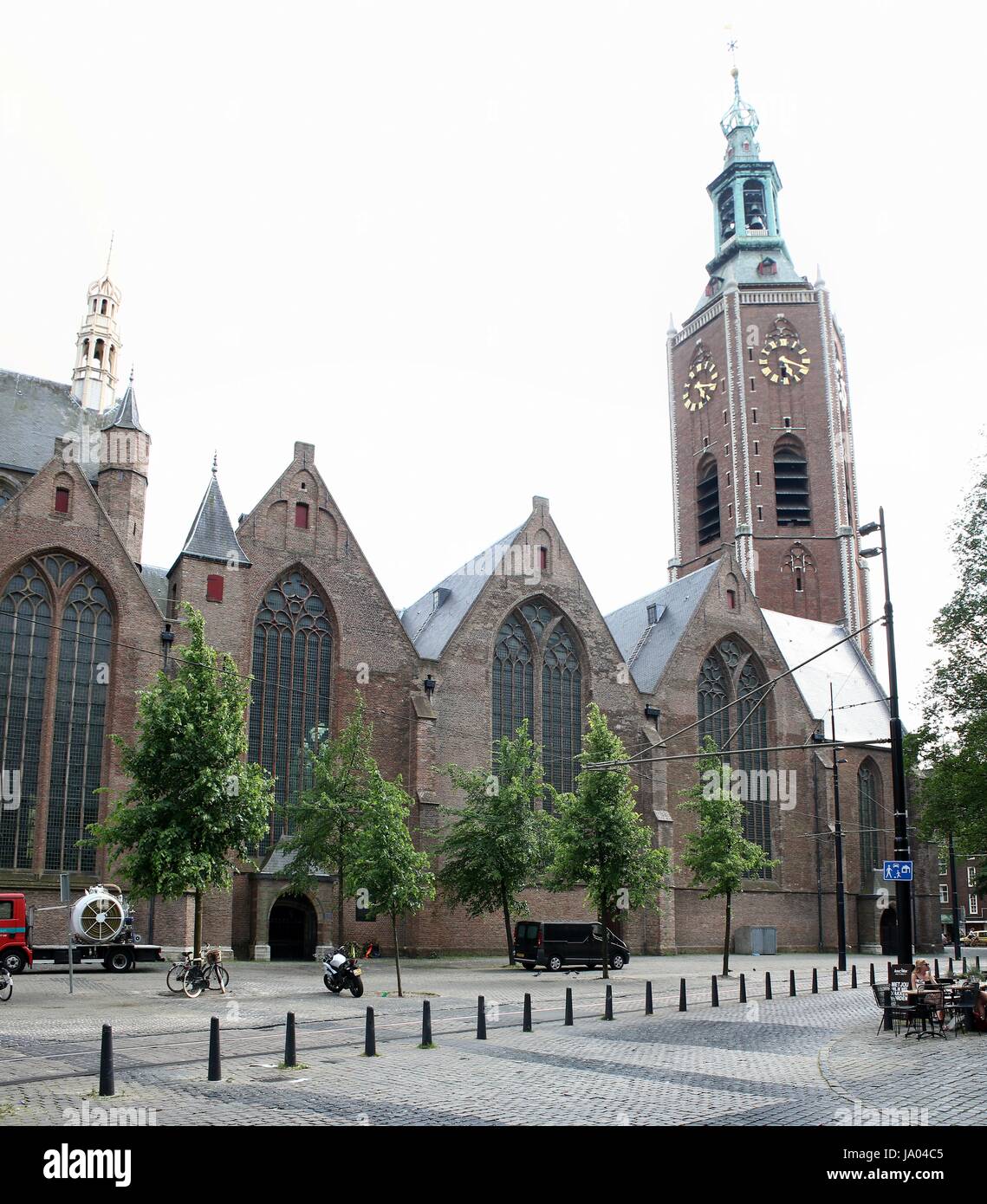Grote of Sint-Jacobskerk (Great Church or St. James Church) is a landmark Protestant church in central The Hague, Netherlands. (stitch of 2 images). Stock Photo