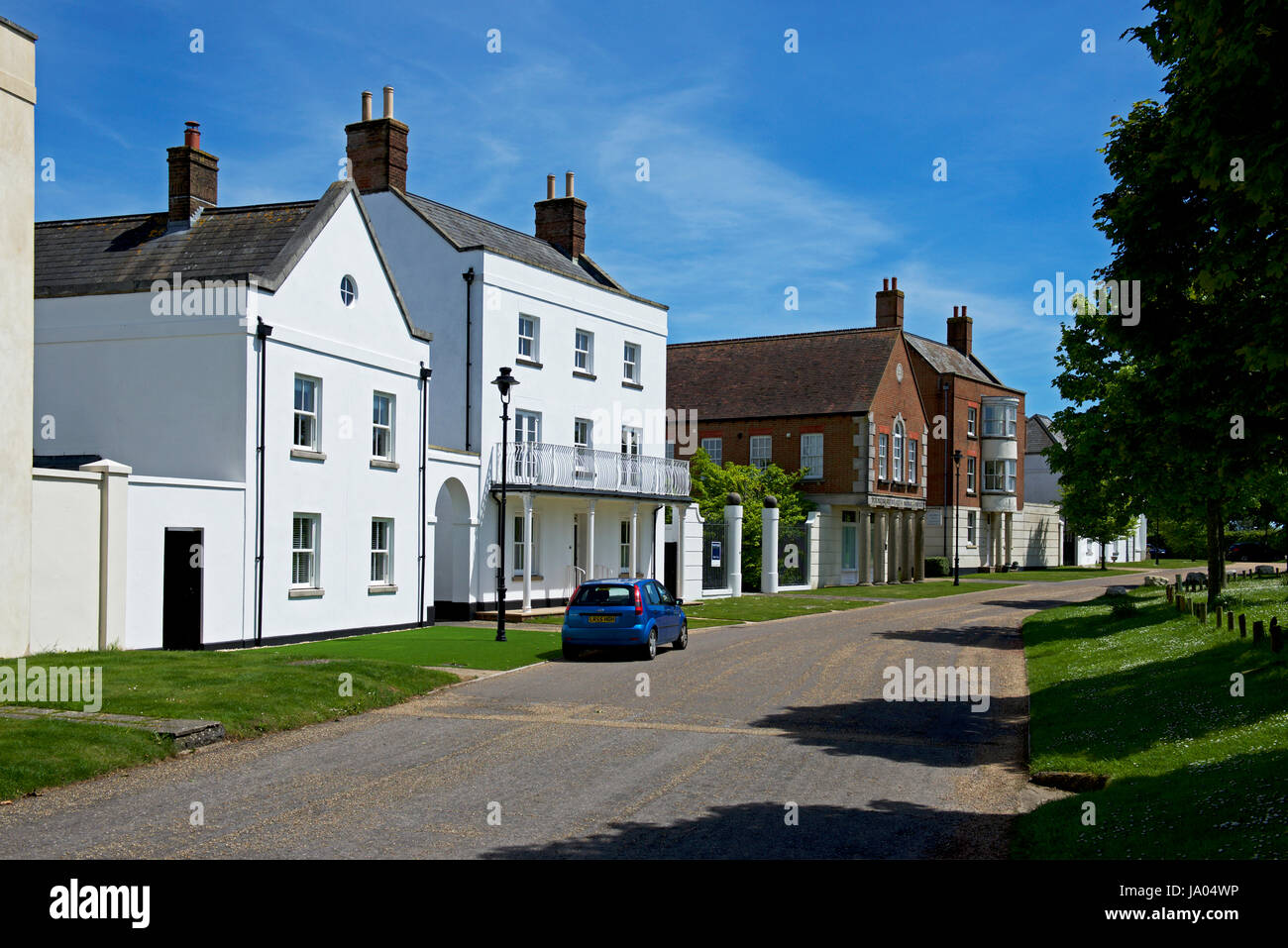 Street in Poundbury, near Dorchester, Dorset, England UK Stock Photo