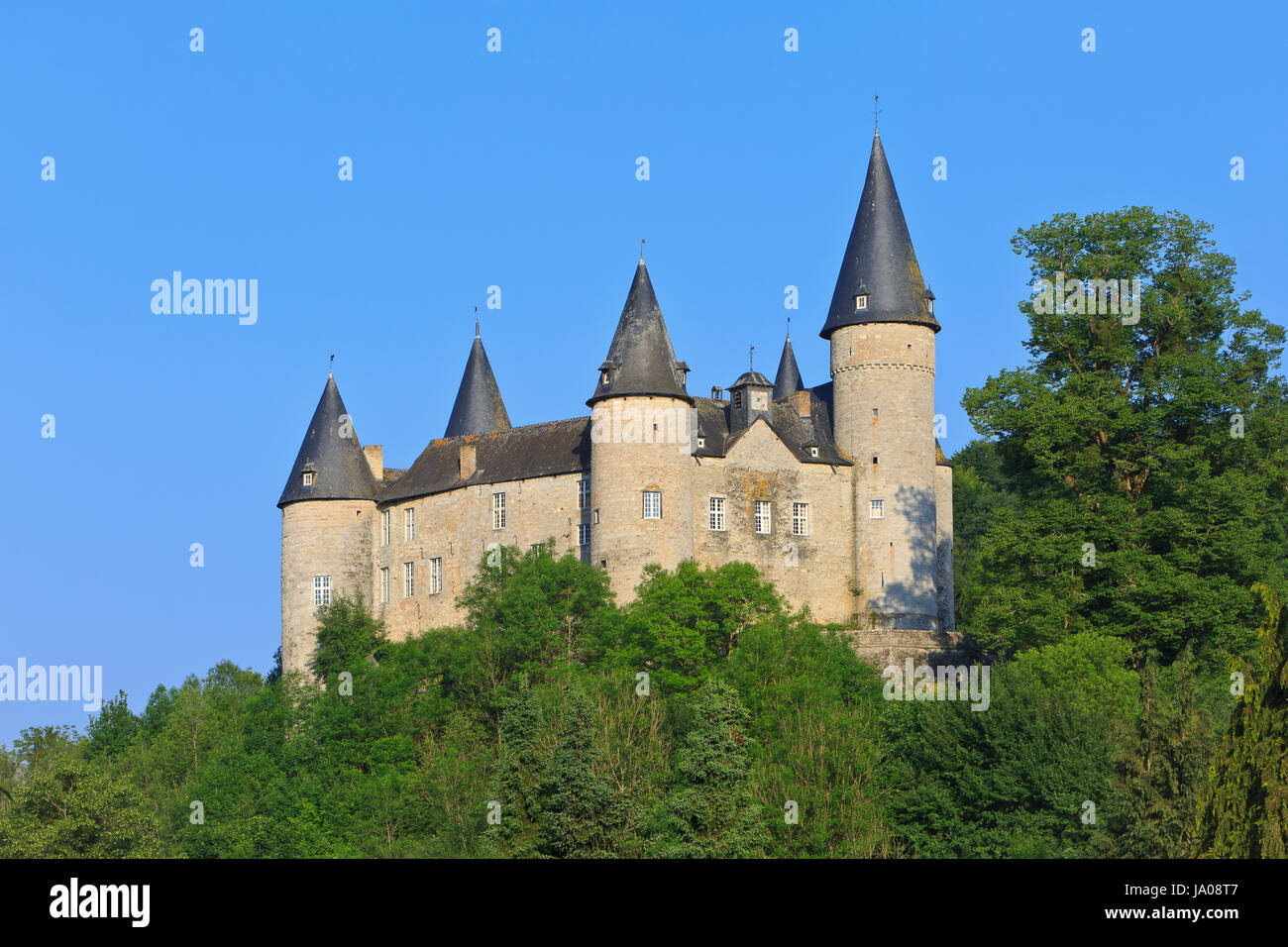The Castle of Veves (1410) in Celles, Belgium Stock Photo