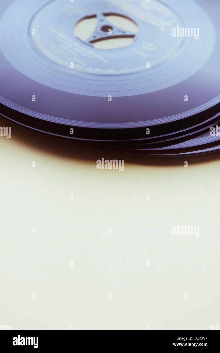 Pile of seven inch vinyl records Stock Photo Alamy