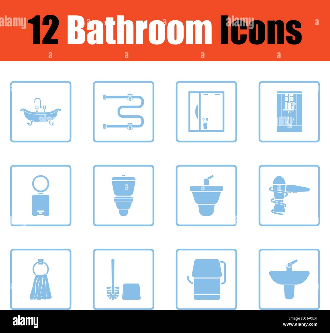 Bathroom icon set. Blue frame design. Vector illustration Stock Vector ...