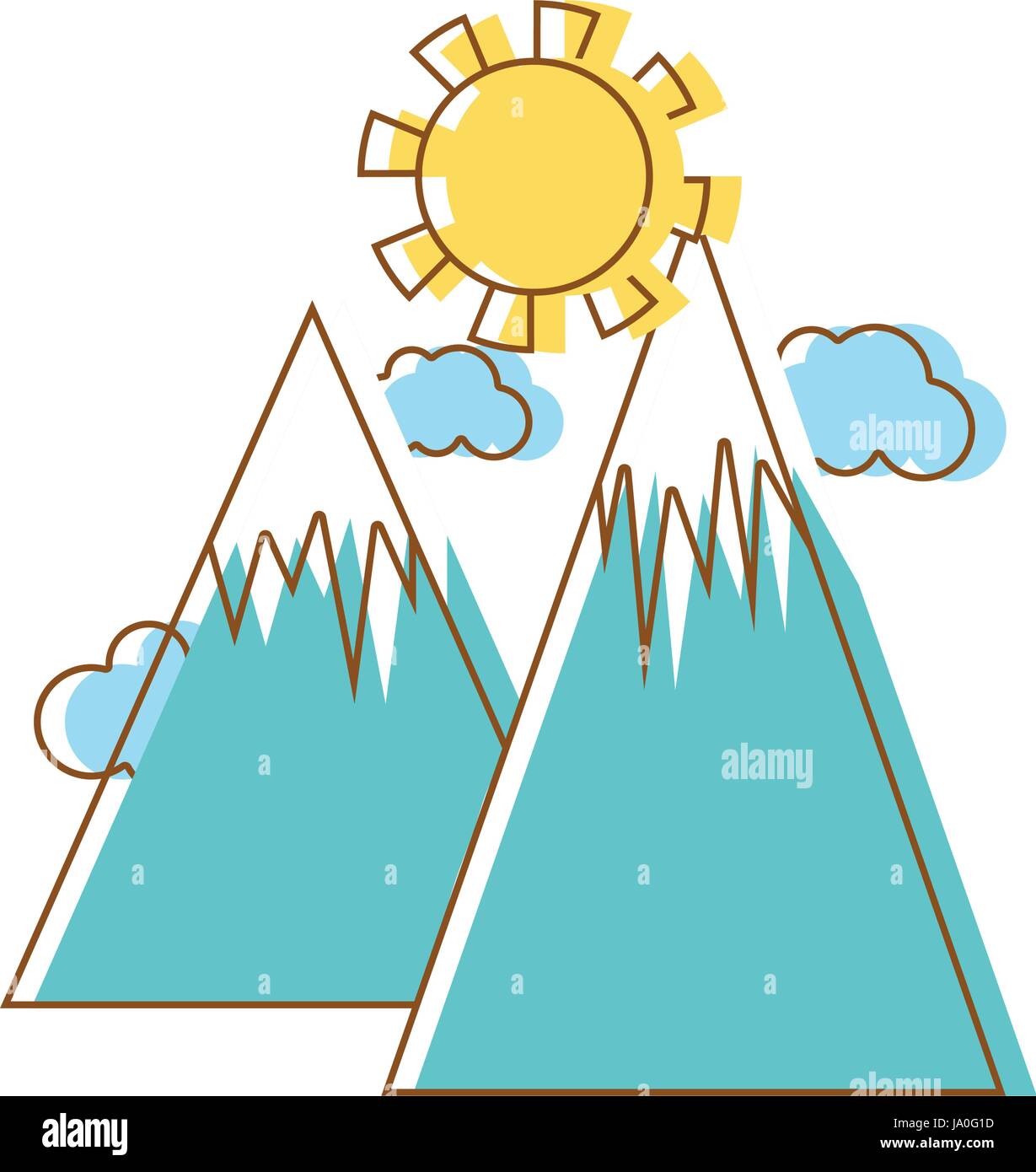 snowy mountains with clouds and sun Stock Vector Image & Art - Alamy