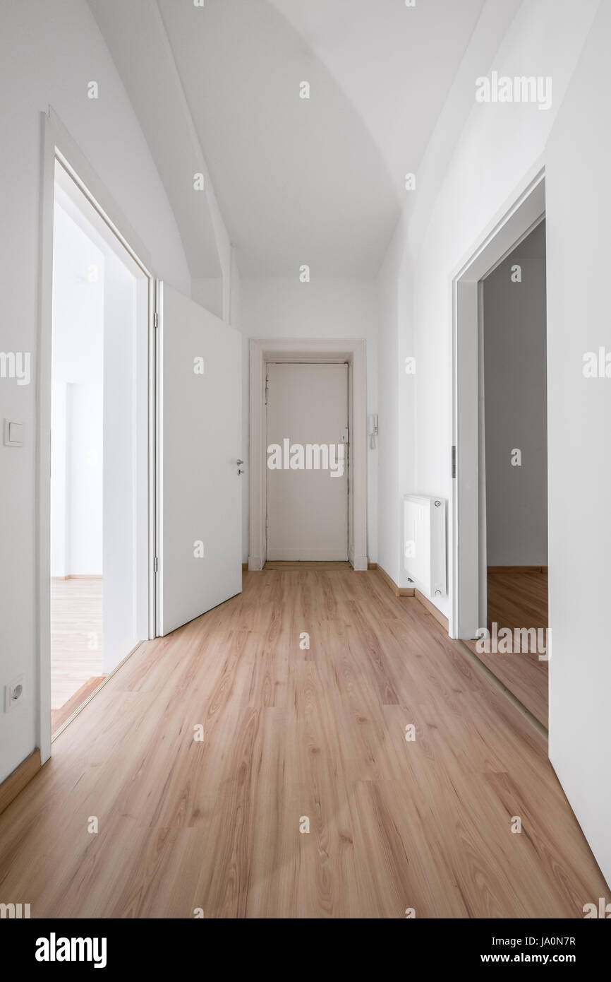 entrance door and corridor of new flat / apartment Stock Photo