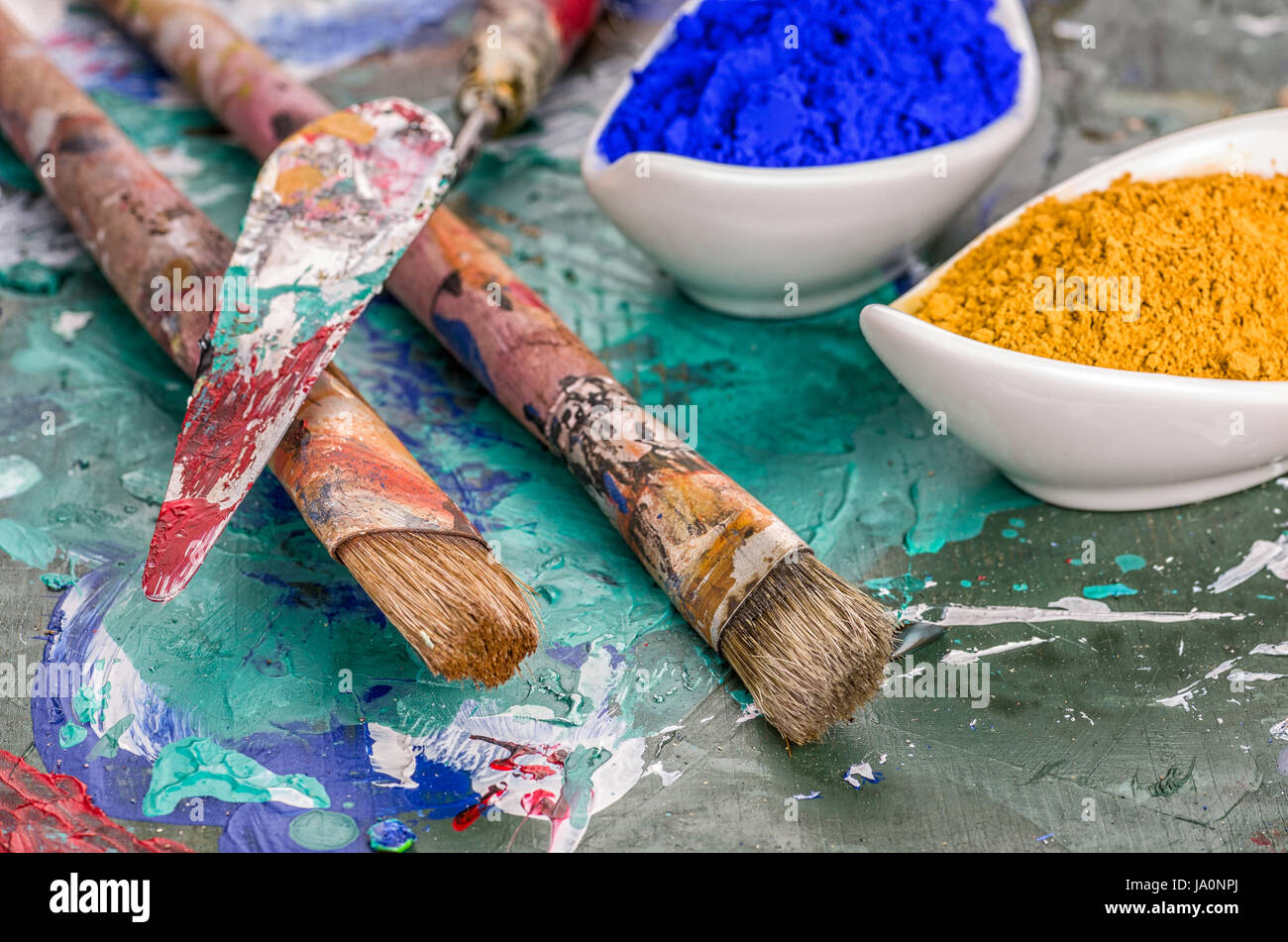 art, paint, colour, spatula, artist, painter, colors, colours, paintbrush, Stock Photo