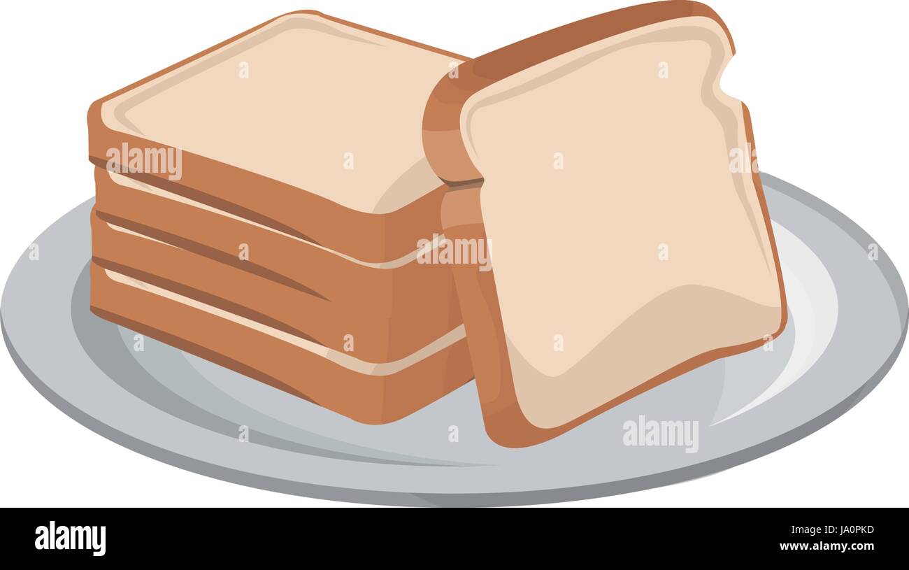 bread bakery icon sliced fresh wheat nutrition plate image Stock Vector ...
