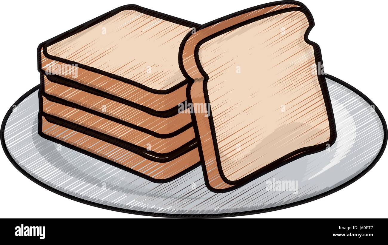 bread bakery icon sliced fresh wheat nutrition plate image Stock Vector ...