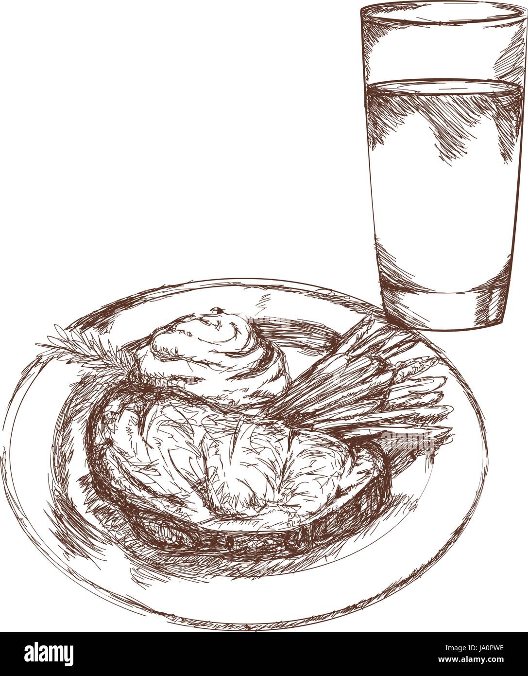 engraved beef vegetable dinner plate Stock Vector Image & Art Alamy