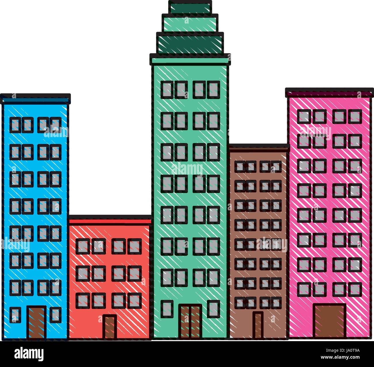cartoon cityscape cartoon row of various buildings Stock Vector Image & Art  - Alamy