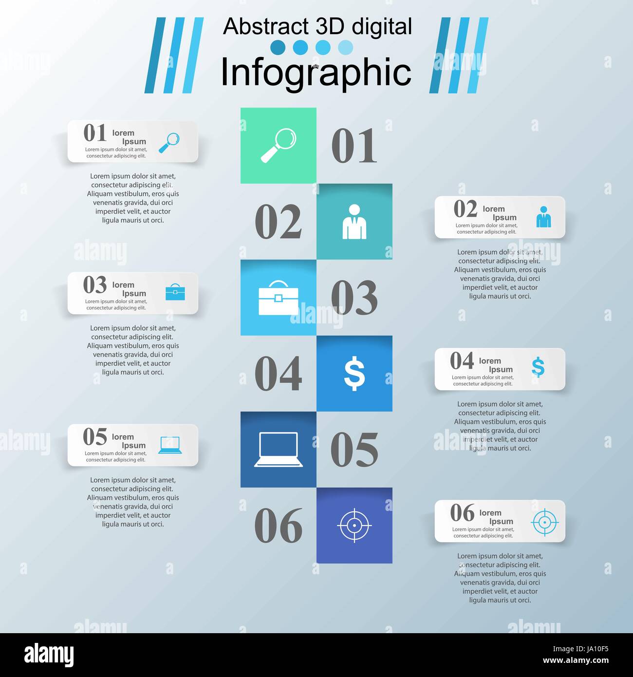 3D infographic design template and marketing icons. Stock Vector