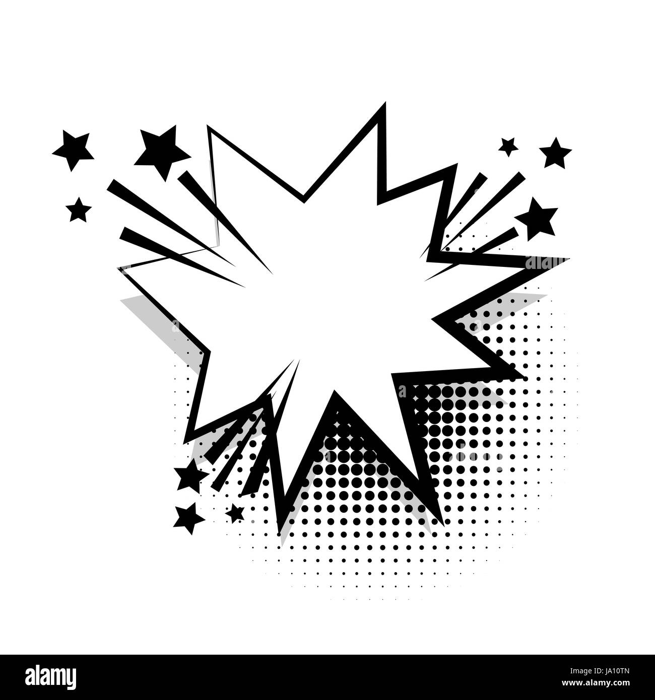 Star empty white comic book text balloon pop art. Bubble icon speech phrase. Cartoon funny label tag expression. Sound boom explosion effects. Adverti Stock Vector