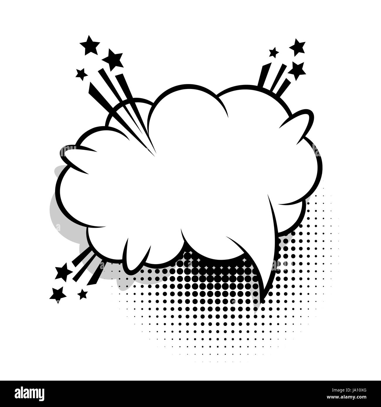 Cloud empty white comic book text balloon pop art. Bubble icon speech  phrase. Cartoon funny label tag expression. Sound boom explosion effects.  Advert Stock Vector Image & Art - Alamy
