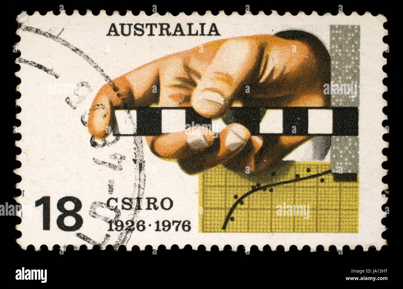 AUSTRALIA CIRCA 1976 A Stamp printed in AUSTRALIA shows the Survey Rule, Graph, Punched Tape AUSTRALIA CIRCA 1976 A Stamp printed in AUSTRALIA shows the Survey Rule, Graph, Punched Tape