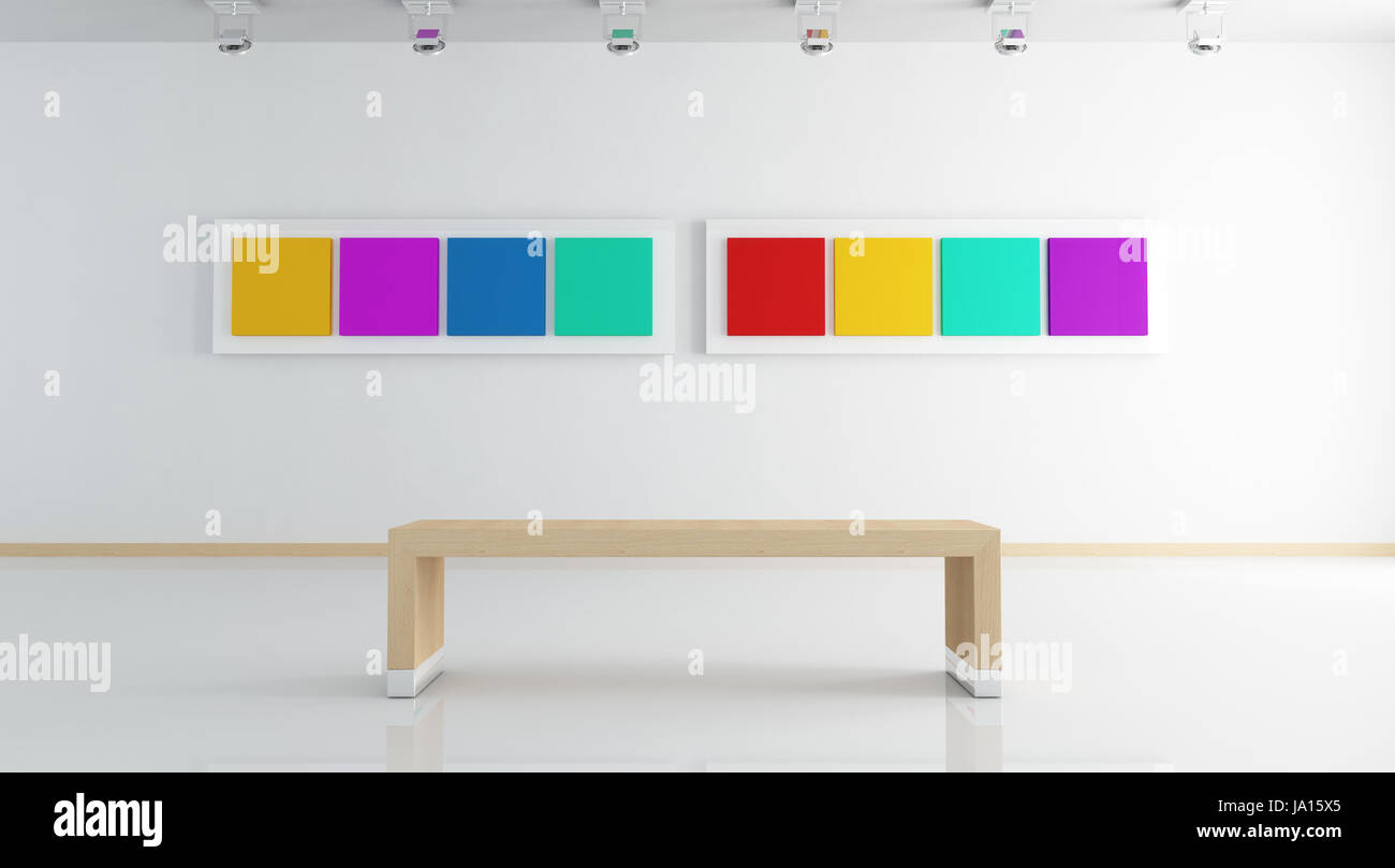 art, wall, museum, gallery, frame, seat, bench, colorful, white, framework, Stock Photo