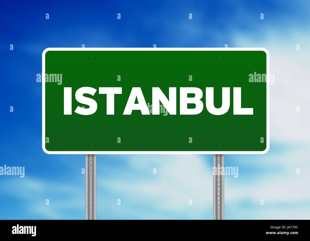 Green Istanbul highway Sign Stock Photo