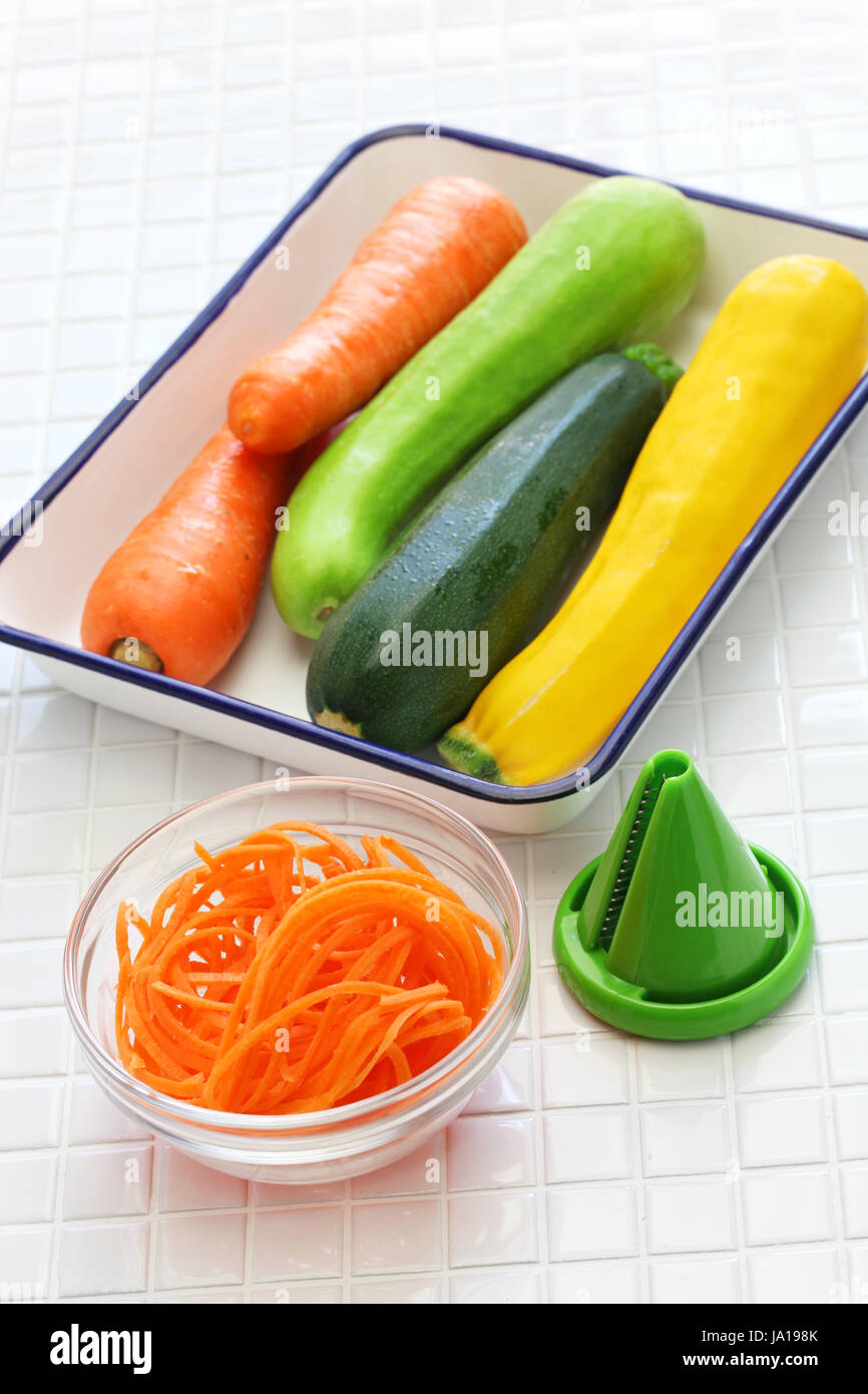 ingredients of vegetable noodles, vegetarian cooking Stock Photo
