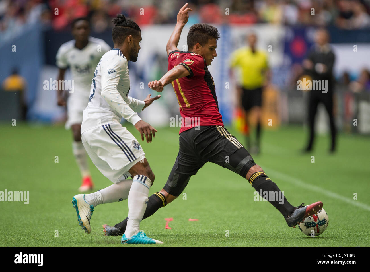 Vancouver, Canada. 3 June 2017. Yamil Asad (11) of Atlanta United playing the ball. Vancouver defeat Atlanta 3-1. Vancouver Whitecaps vs Atlanta United BC Place Stadium.  © Gerry Rousseau/Alamy Live News Stock Photo