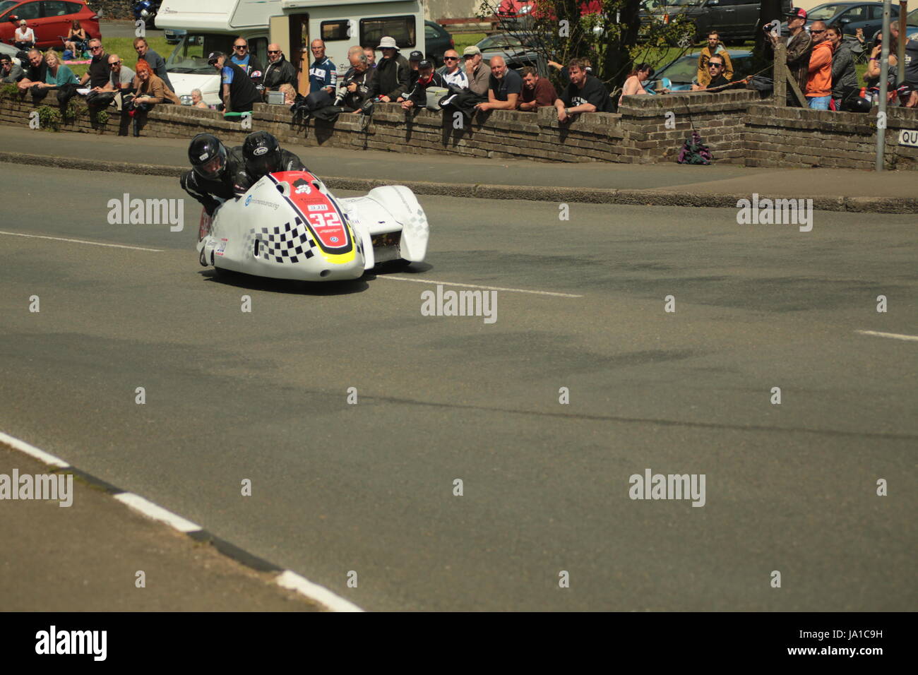 Isle of Man TT Races, Sidecar, Supersport/Lightweight/Newcomers (all classes), Qualifying Session and Practice Race. Saturday, 3 June 2017 at Cruickshank's Corner, Ramsey, Isle of Man Credit: Eclectic Art and Photography/Alamy Live News Stock Photo