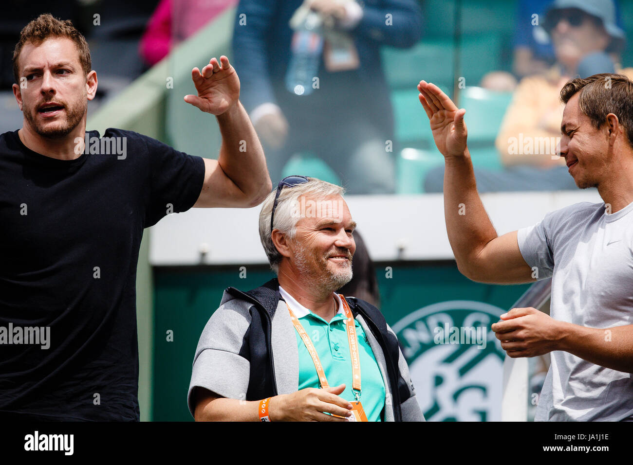 Paris, France, June 4th 2017: NBA-Pro David Lee, Piotr Wozniacki and Stock Photo ...