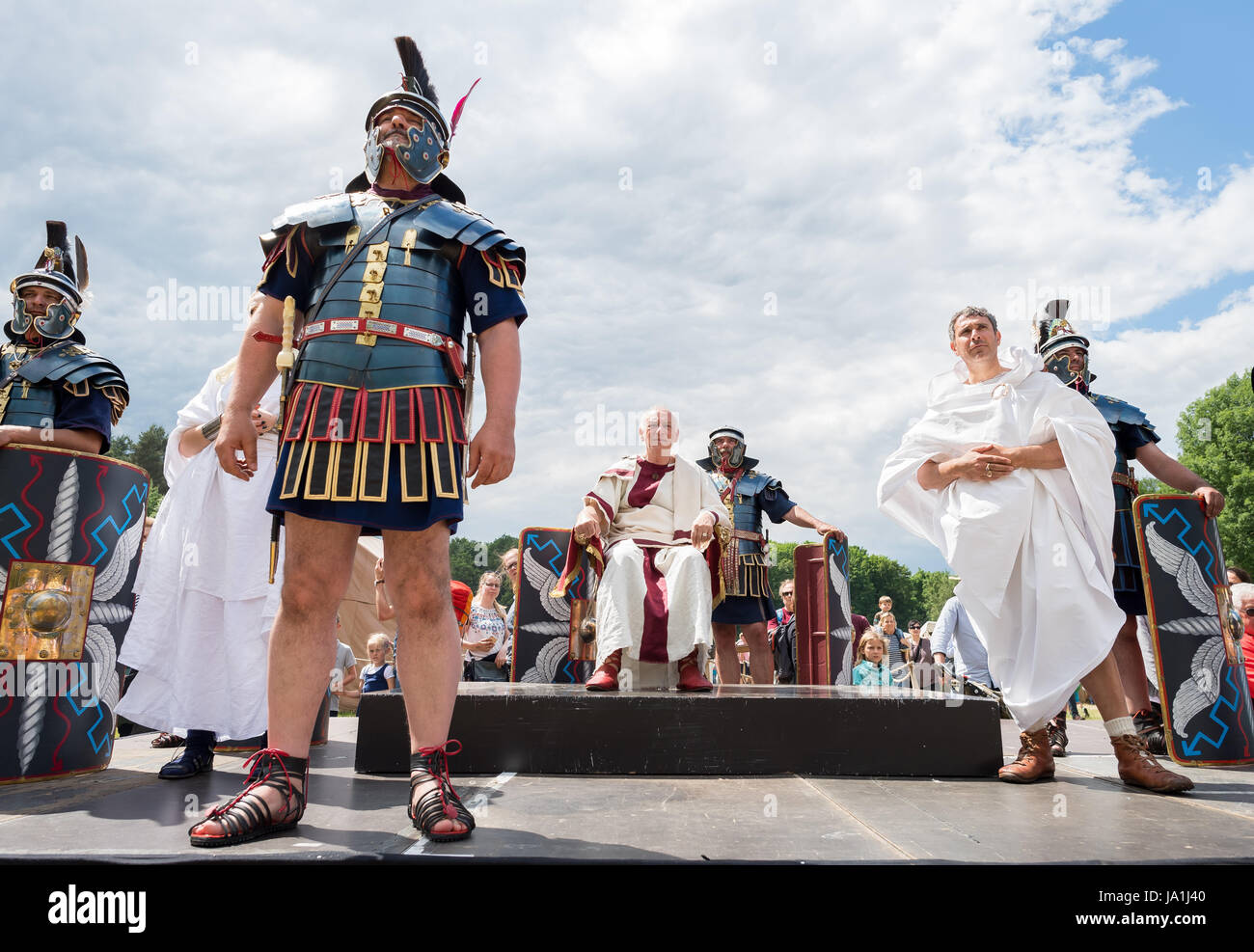 Varus Rome Battle Bramsche-Kalkriese, Germany. 4th June, 2017. Roman performers ...
