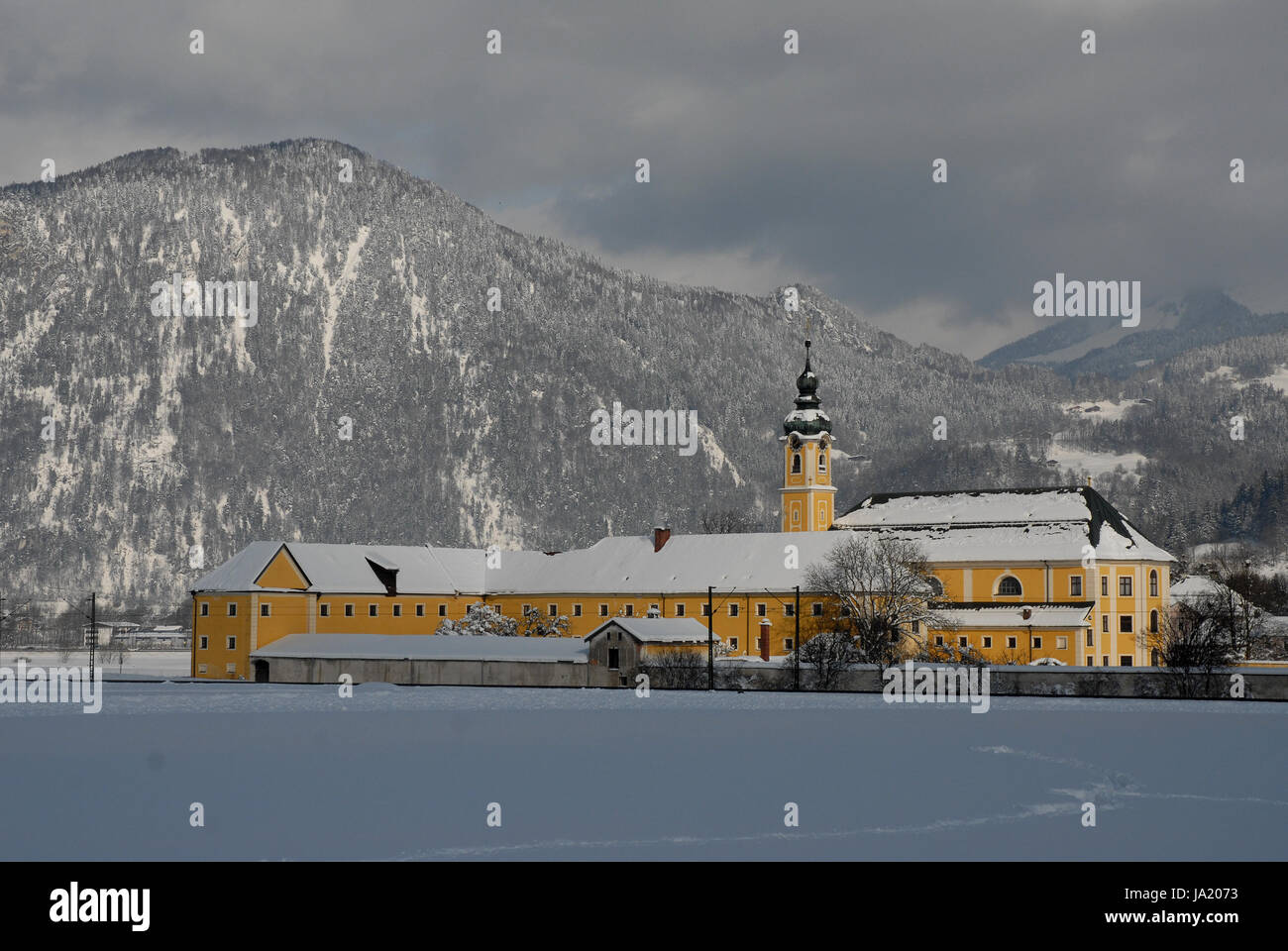winter, bavaria, monastery, winter landscape, convent, snow, tree, trees, Stock Photo