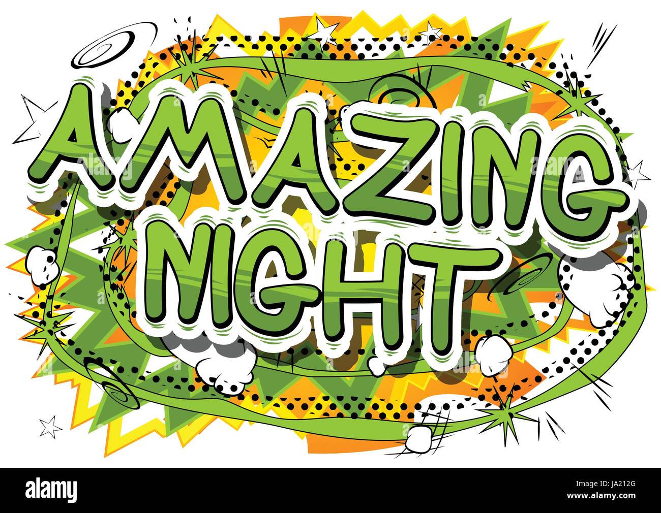 Amazing Night Comic book style phrase on abstract background Stock