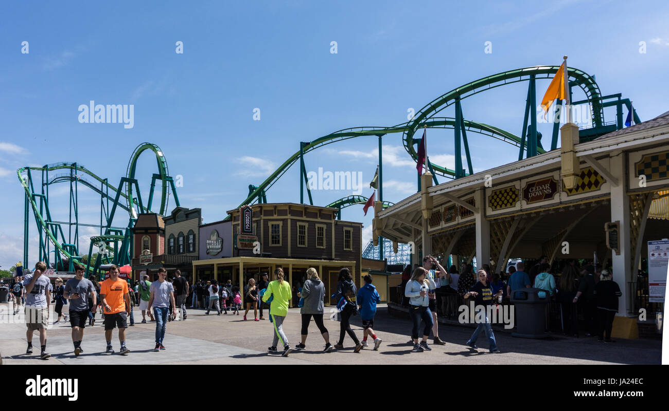 Main Boardwalk of Amusement Park Stock Photo
