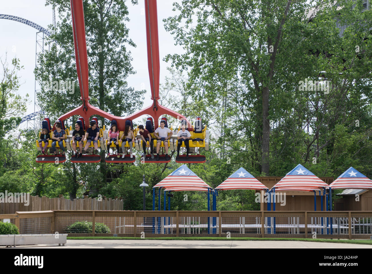 Large Swing at Amusement Park Stock Photo