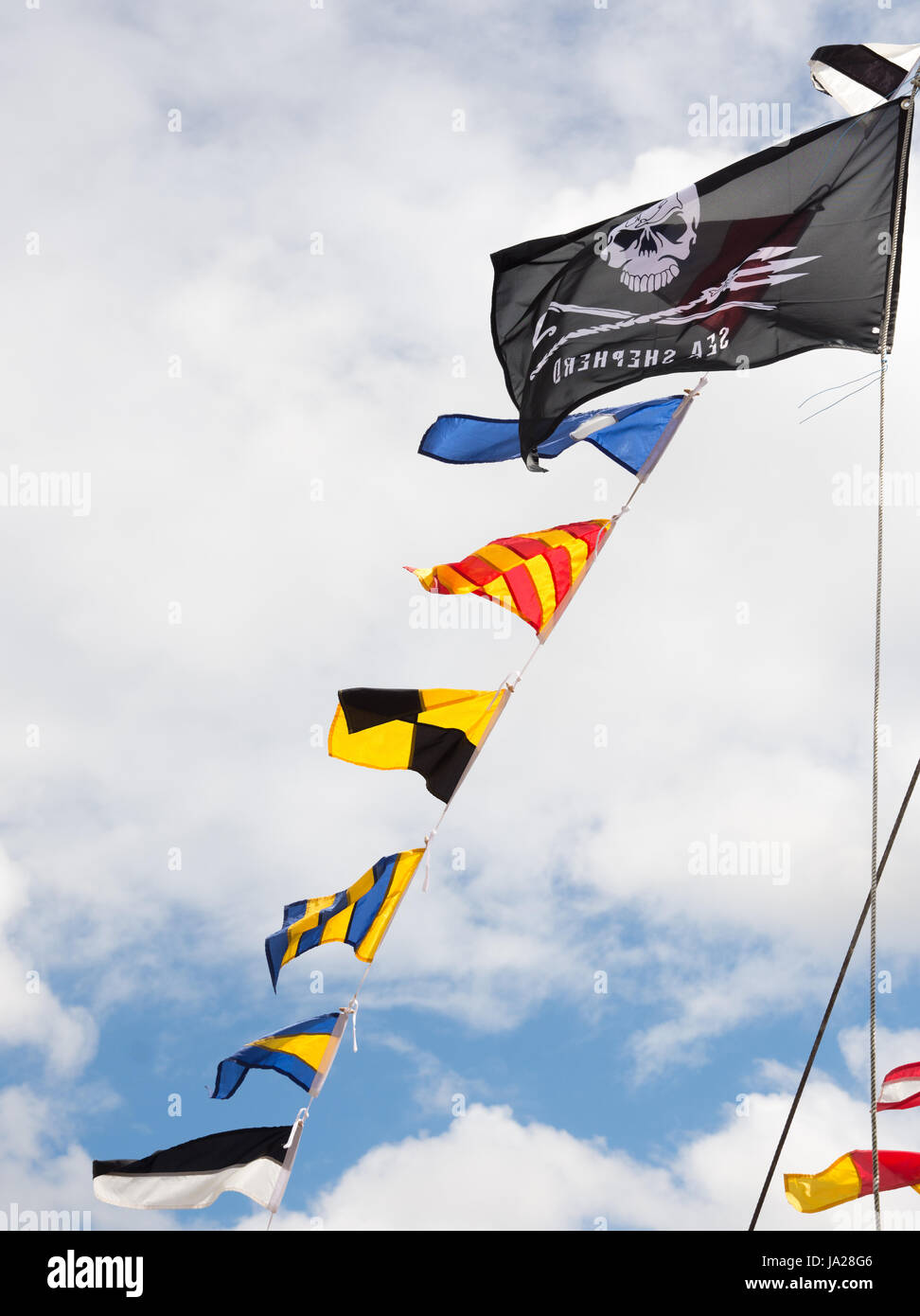 Bristol, England, UK July 17, 2016 Flags including a skill and