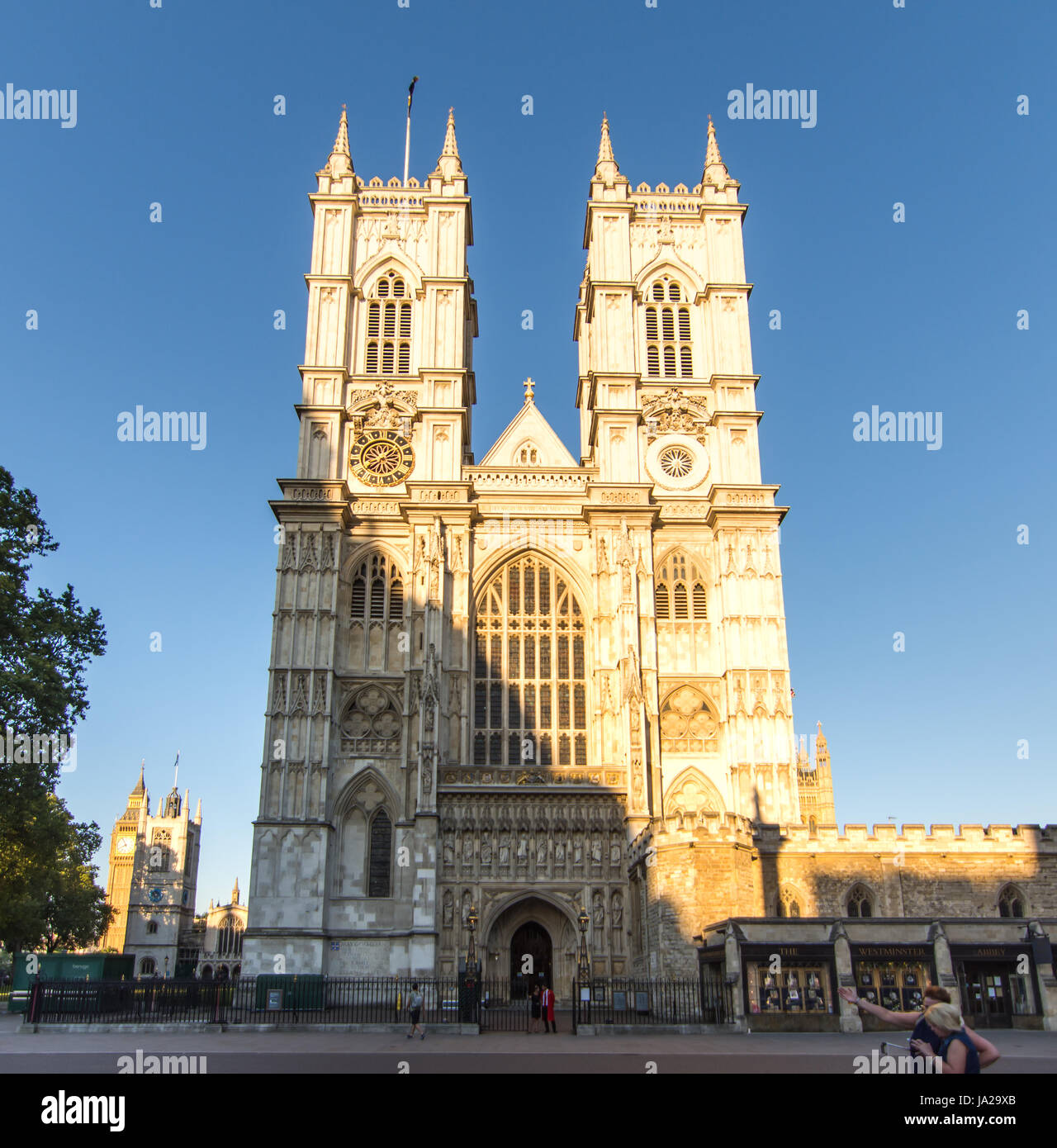 London, England - July 19, 2016: Evening light on the west face of Westminster Abbey. Stock Photo