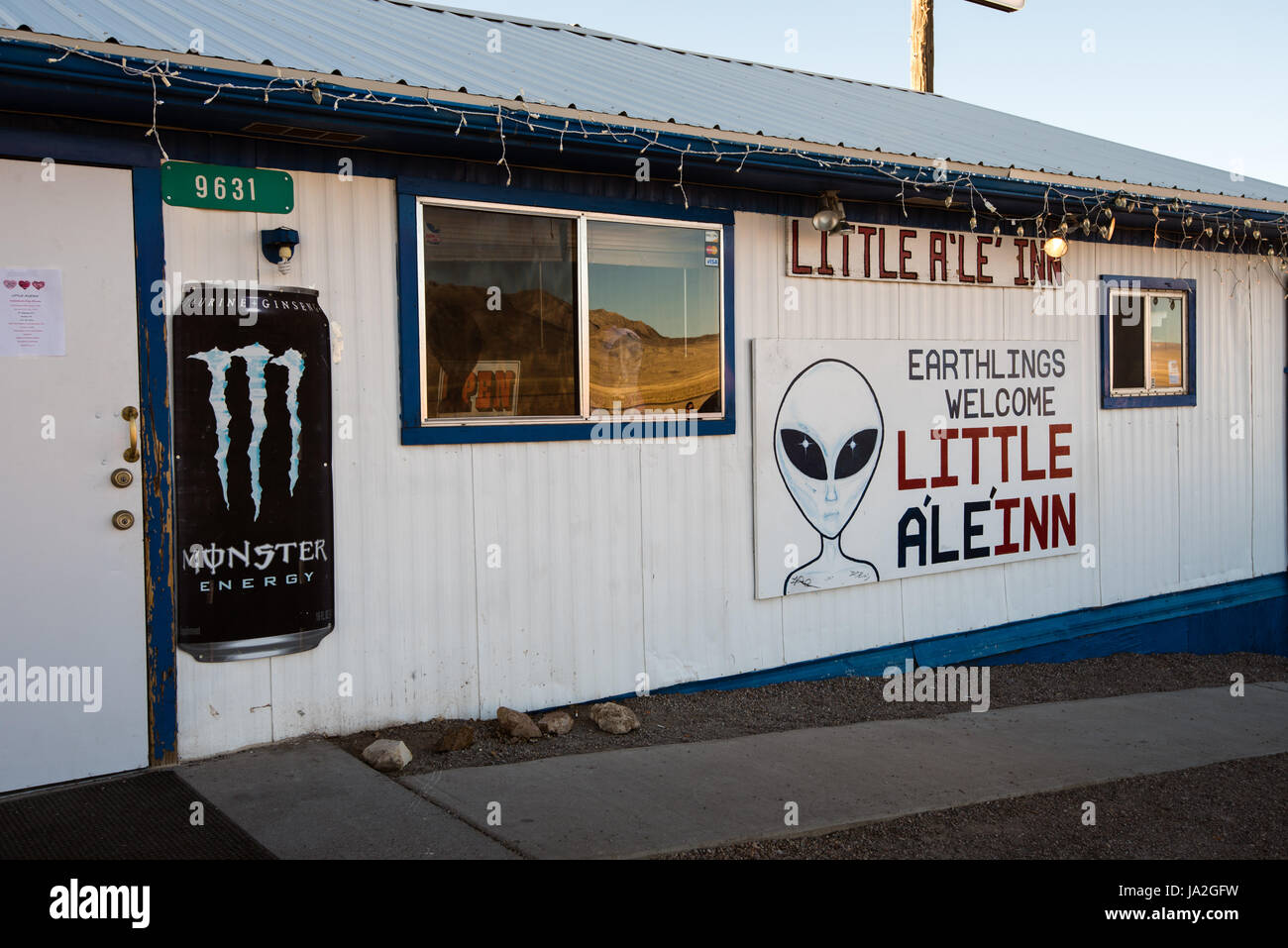 The Little A'le'inn, a themed restaurant and motel in Rachel, Nevada, on the Extraterrestrial Highway near Area 51. Stock Photo