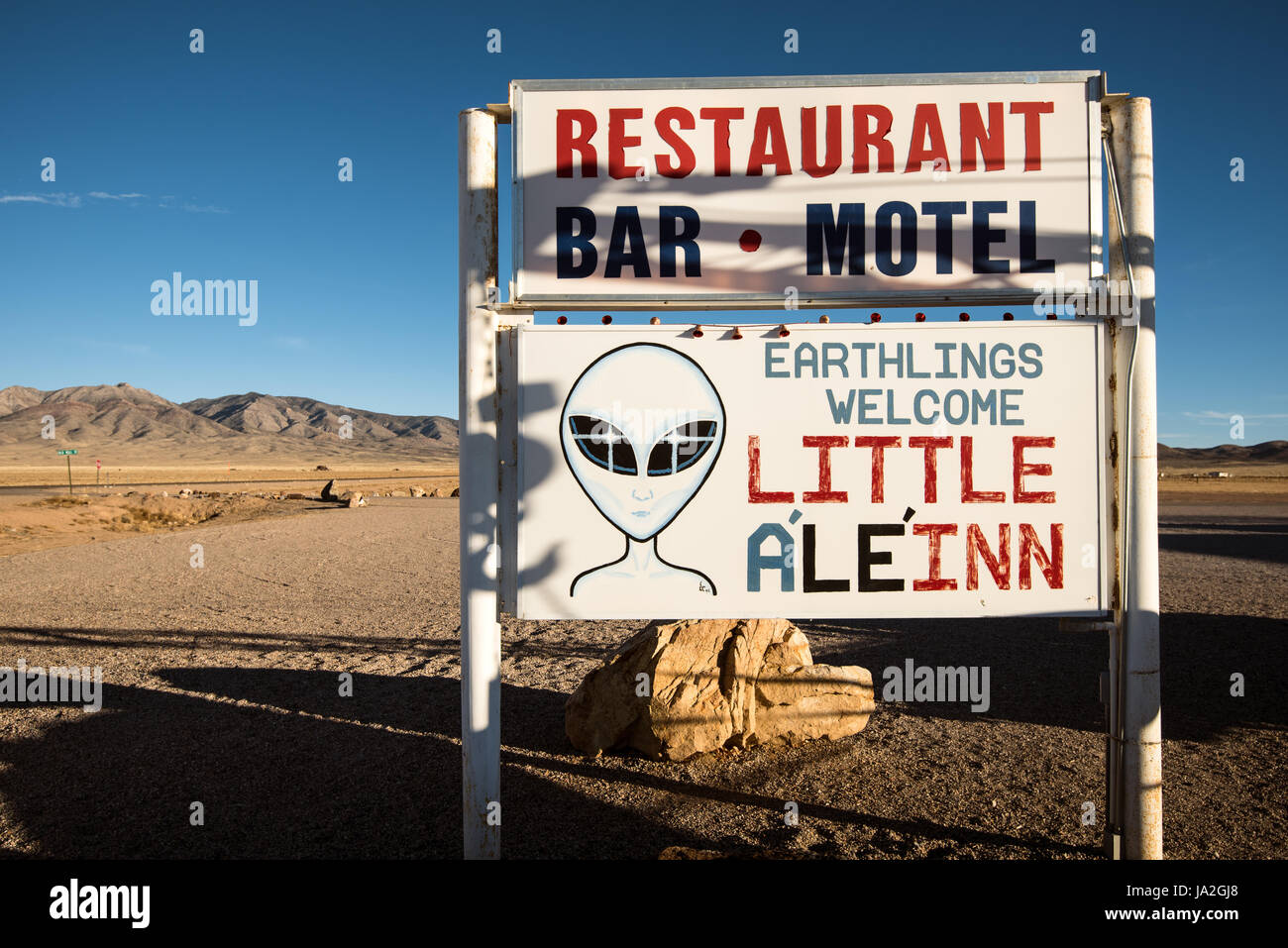 The Little A'le'inn, a themed restaurant and motel in Rachel, Nevada, on the Extraterrestrial Highway near Area 51. Stock Photo