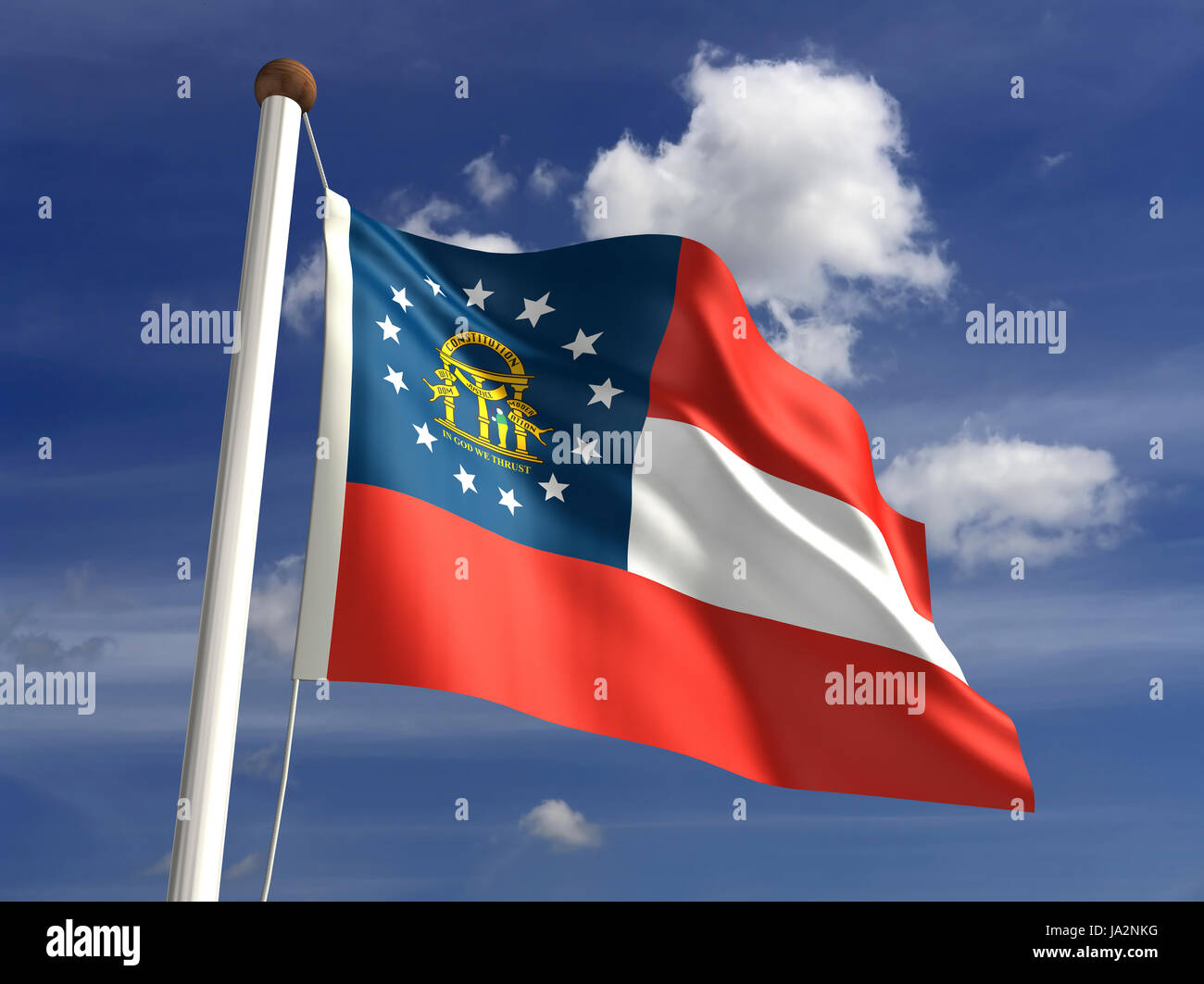 Isolated American Usa Outdoor Flag Pole Georgia Banner