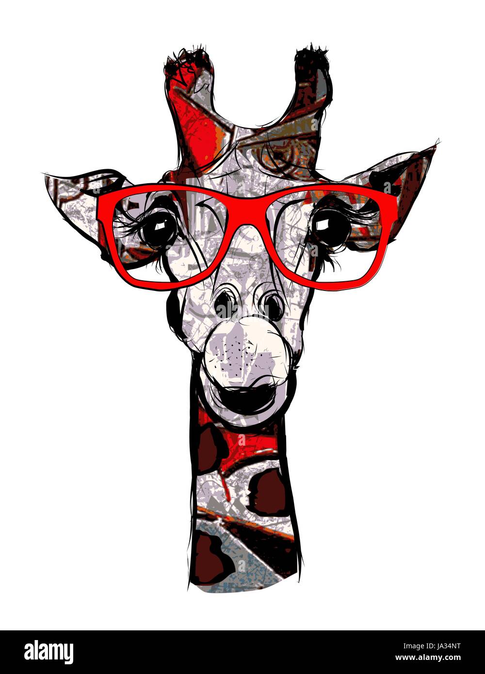 Giraffe with sunglasses - vector illustration Stock Vector