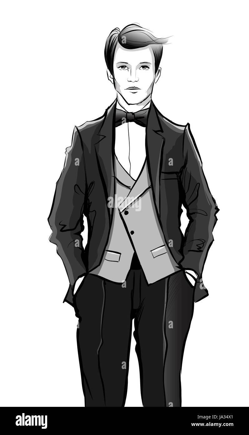 Young Businessman In Suit Vector Illustration Stock Vector Image Art Alamy