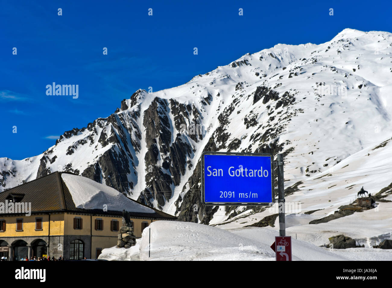 On the St Gotthard Pass, behind Museo nazionale del San Gottardo, National St. Gotthard-Museum, St Gotthard Pass, Airolo, Canton of Ticino, Switzerlan Stock Photo