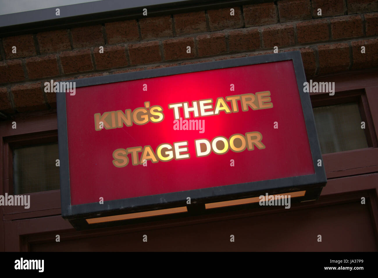 King's Theatre Glasgow stage door sign and light Stock Photo