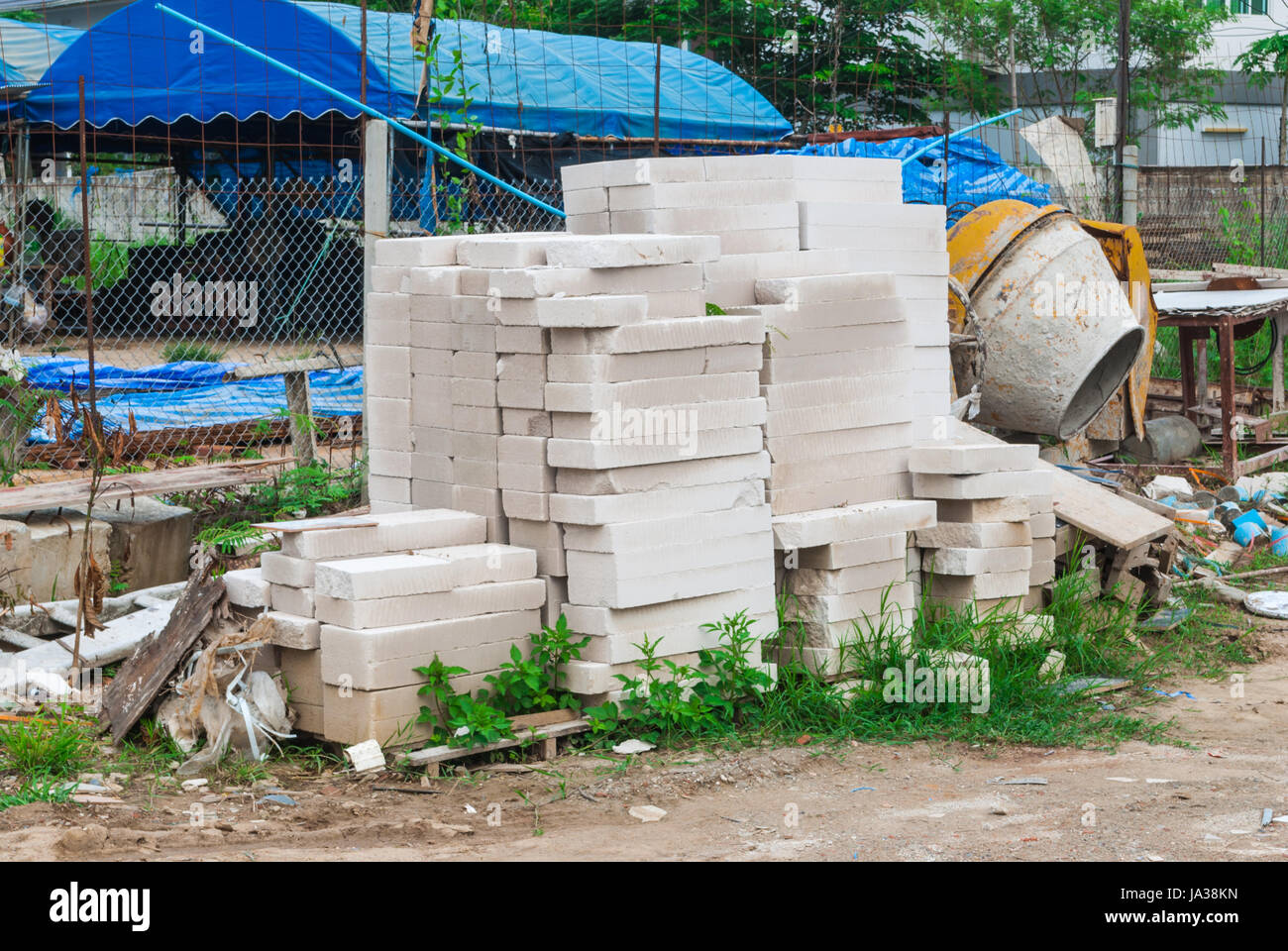 Stack of Autoclaved Aerated Concrete Masonry Units in Construction Site ...