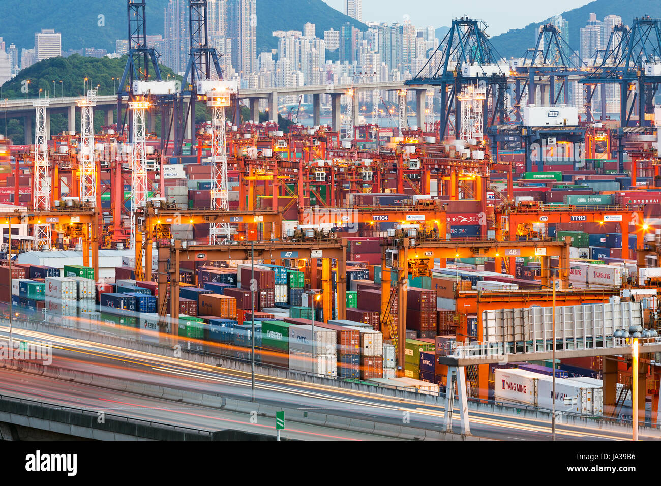 Lot's of cargo freight containers in the Hong Kong Stock Photo Alamy