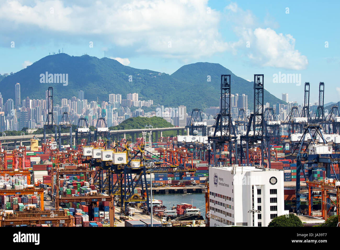 Lot's Of Cargo Freight Containers In The Hong Kong Stock Photo - Alamy