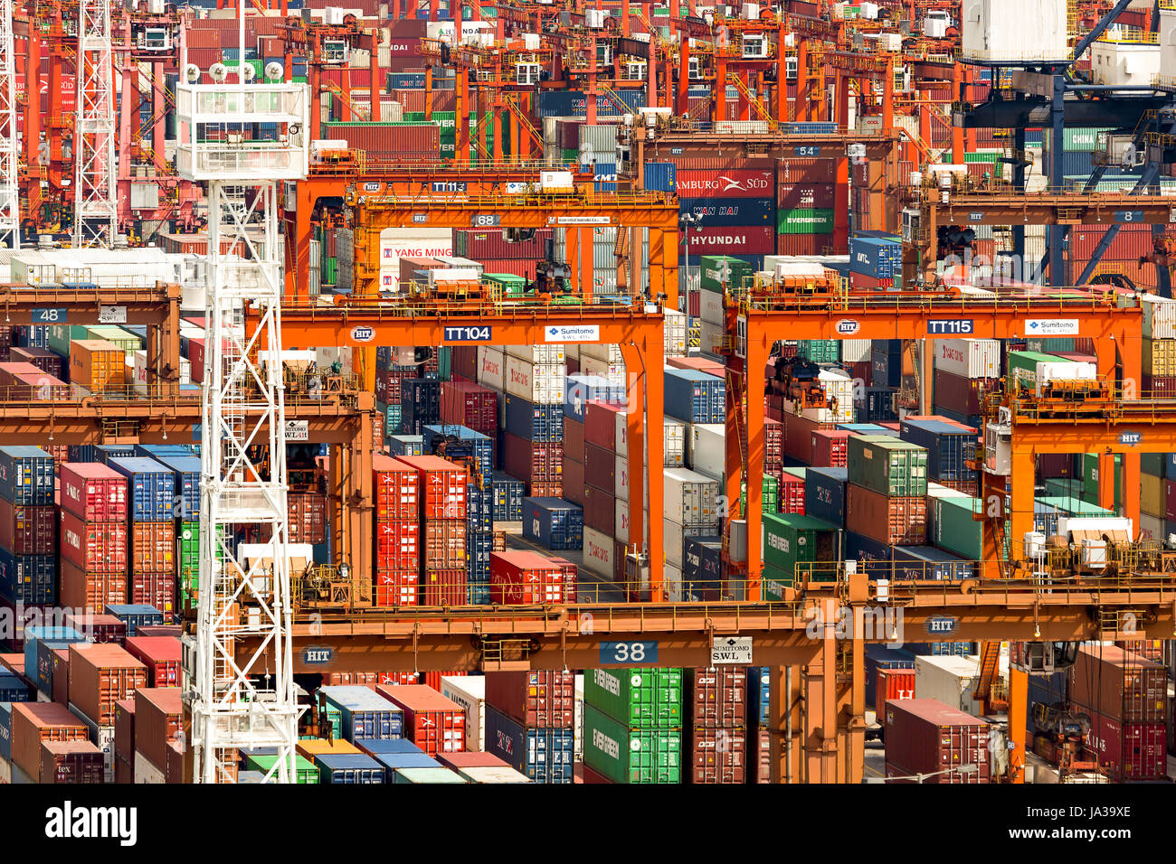 Lot's of cargo freight containers in the Hong Kong Stock Photo Alamy