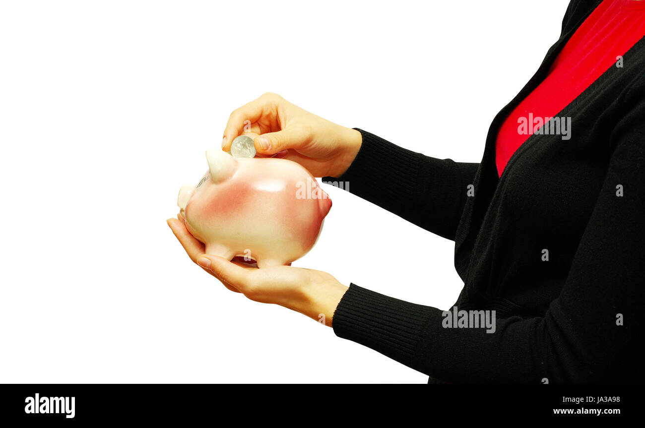 saving money woman hands holding piggy bank Stock Photo - Alamy
