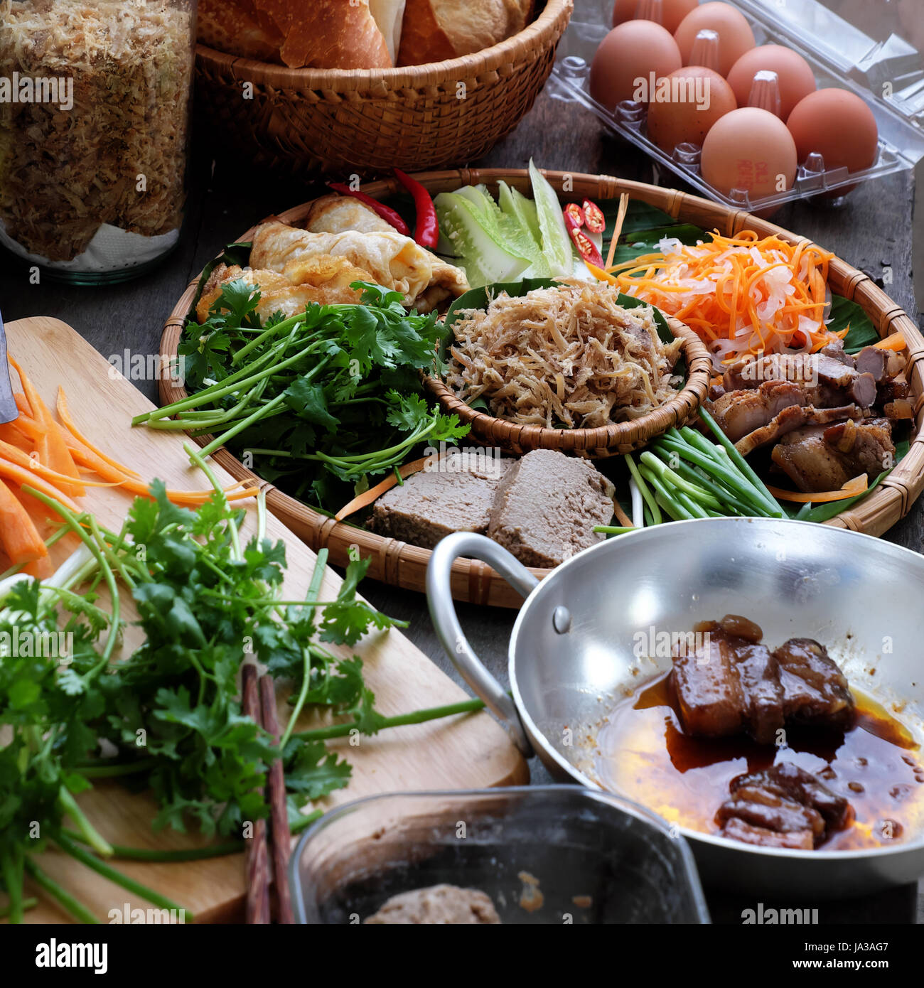 Famous Vietnamese food is banh mi thit, popular street food from 