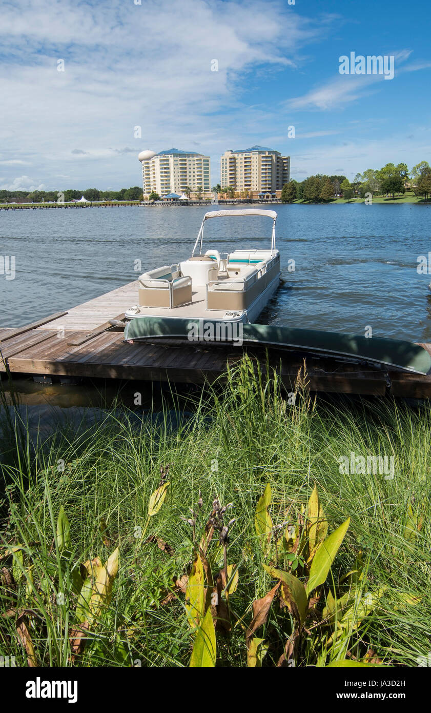 Altamonte Springs Florida lake and boats at Cranes Roast Uptown area in ...